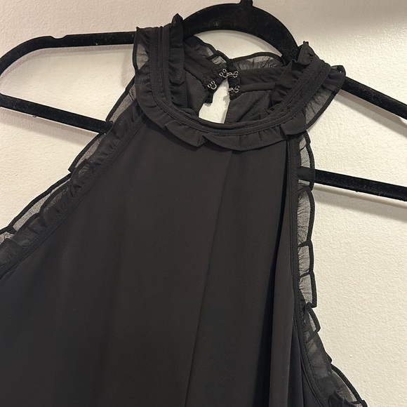 BCBG Black Cocktail Dress – Size M – Lace Ruffle Neckline – Elegant & Flowy - Picture 2 of 3